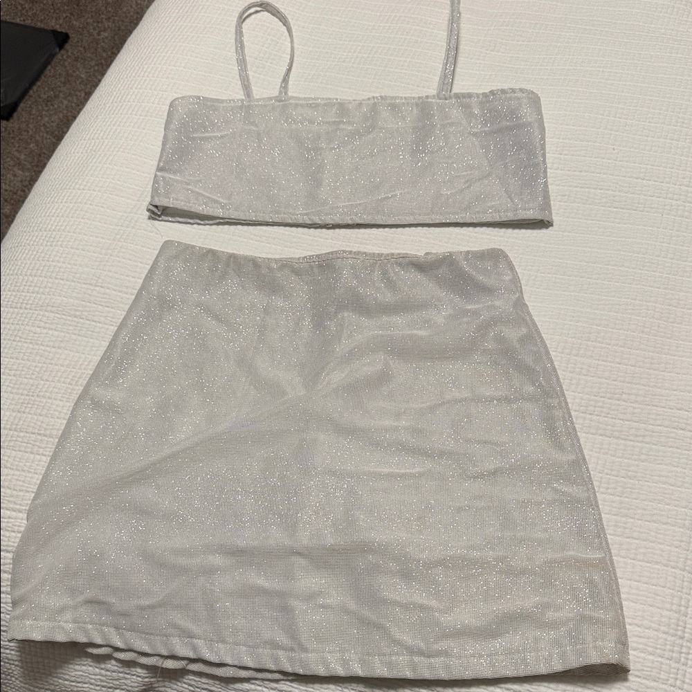 Amazon White Glitter Skirt Set